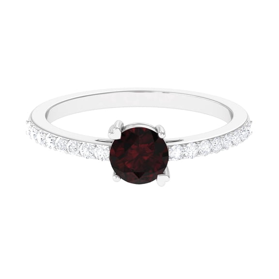 0.50 Ctw Round Garnet with White Topaz Accents 925 Sterling Silver Promise Ring for Women | Wedding, Engagement Bridal Rings | Mothers Day Gift