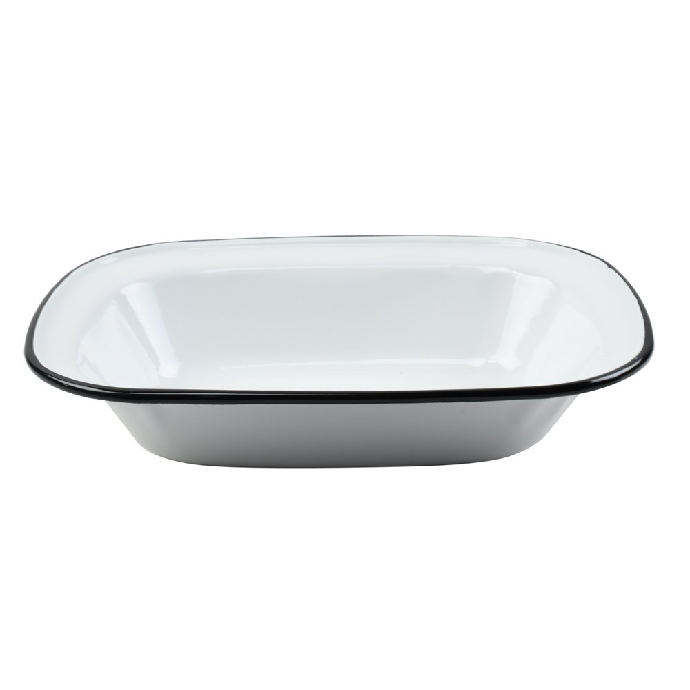White Enamel Food Serving Dish Cooking Baking Plate Kitchen Tray Oven