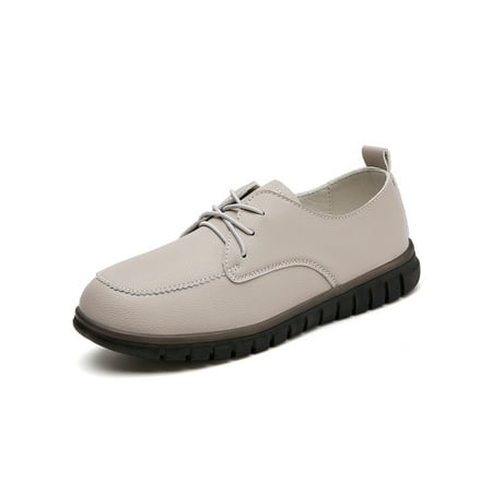 

Rotosw Ladies Casual Shoes Slip On Flats Lace Up Walking Shoe Round Toe Comfort Loafers Work Non-Slip Gray 5.5