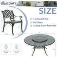 thumbnail image 7 of SOCIALCOMFY 10-Piece Patio Cast Aluminum Dining Set, All Weather Outdoor Dining Furniture Set for 8 Person, Includes 8 Dining Chairs and 61" Large Round Dining Table w/ 31" Lazy Susan, Umbrella Hole, 7 of 7