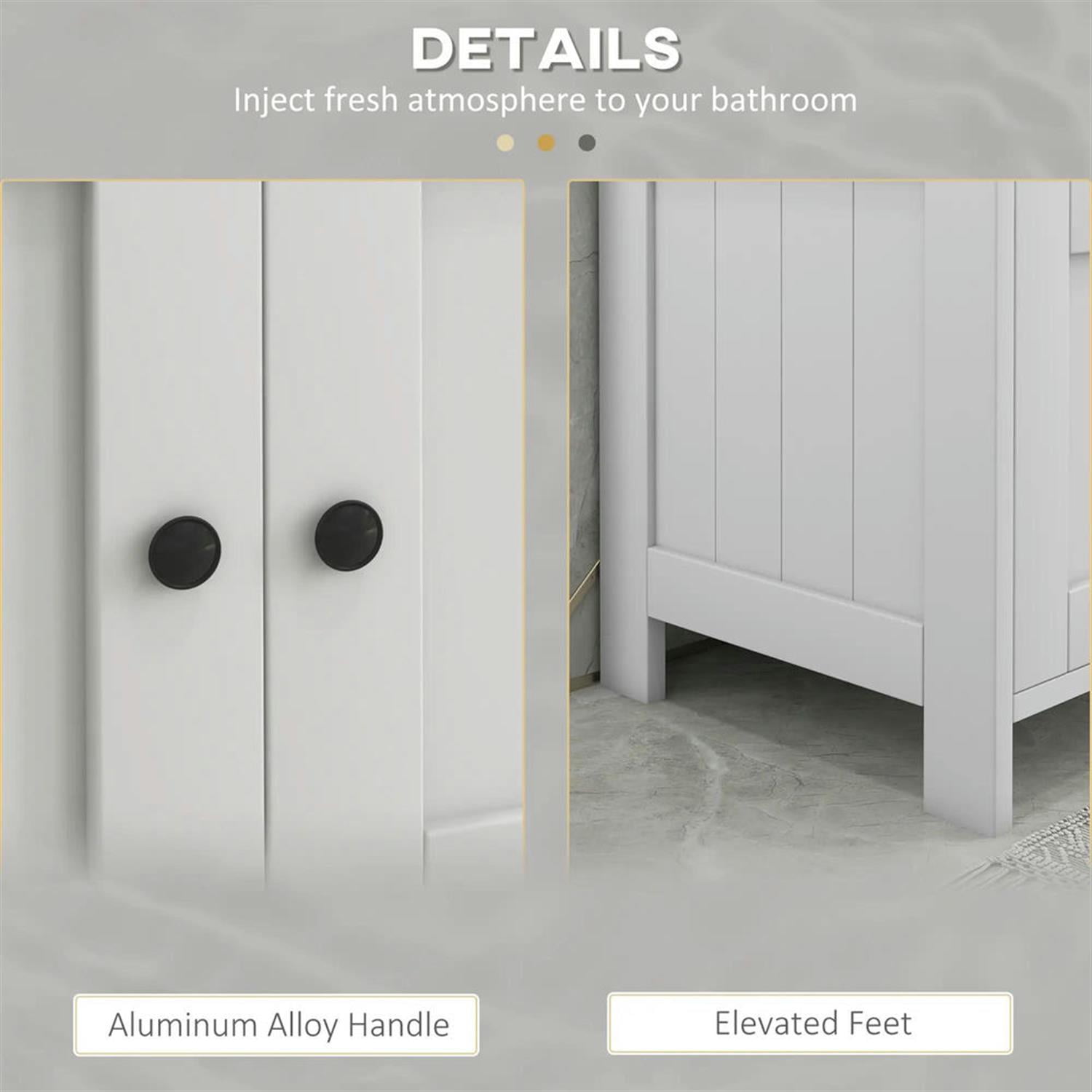 Demi Bonn 23" Modern Bathroom Vanity with U-Shape Cut-Out and Open Shelf, Pedestal Sink 2-Door Cabinet, Under Sink Cabinet, White