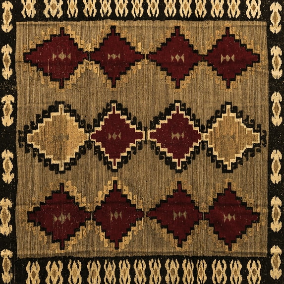 Ahgly Company Indoor Square Abstract Brown Modern Area Rugs, 5' Square