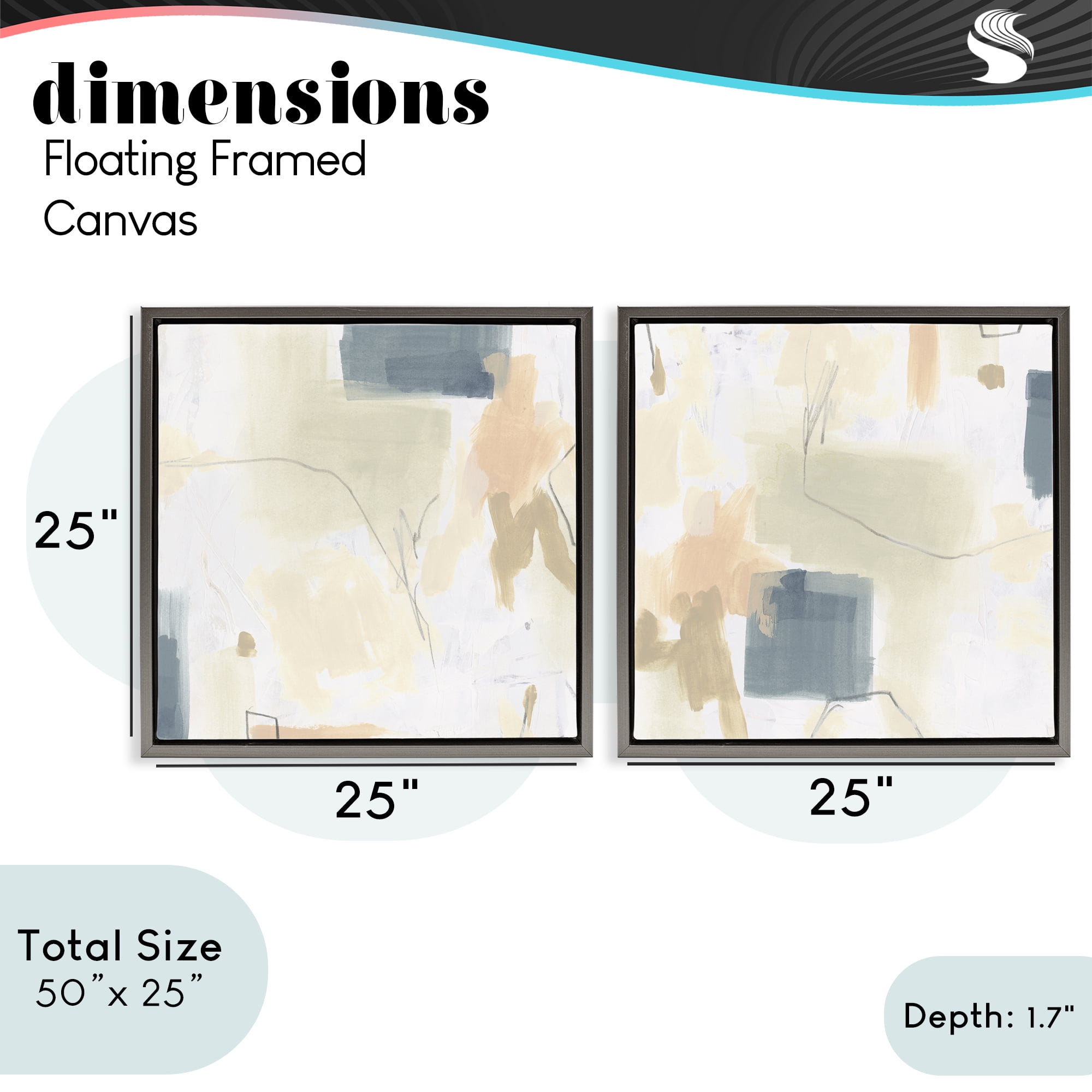 Stupell Industries Muted Plaster Line 2 Piece Gray Framed Floater Canvas Set, design by June Erica Vess