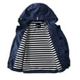 thumbnail image 3 of Hiheart Boys Girls Water Resistance Hooded Jackets Unisex Cotton Lined Mid-Length Rain Jackets Navy 6-7 yrs, 3 of 7