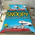 thumbnail image 1 of Snoopy Conjunto de sábanas temático, trío de piezas, cómodo y amigable con la piel, diseño único, regalo de decoración para el hogar para familiares, amigos y fans,135X200cm, 1 of 6