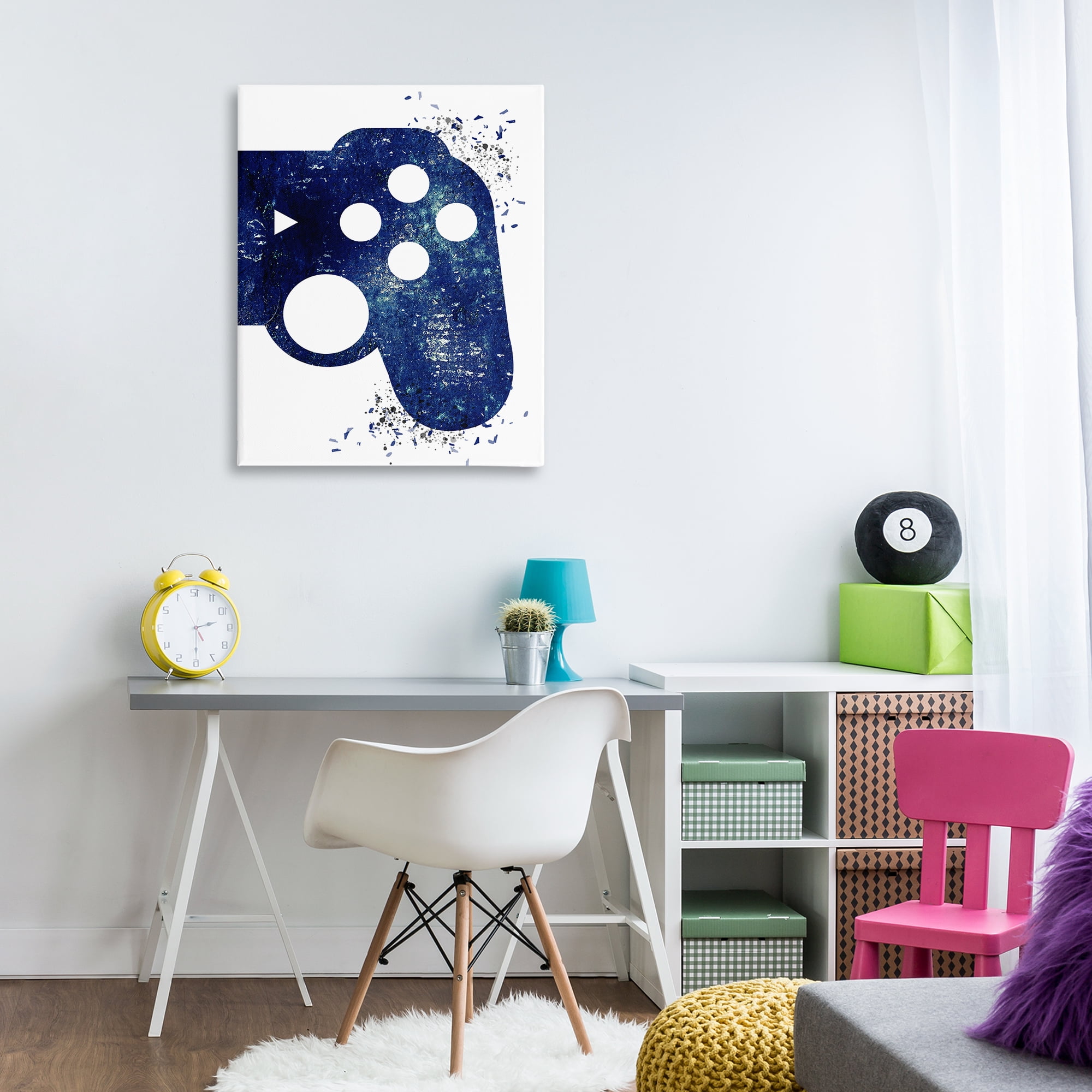 Stupell Industries Distressed Detail Gamer Entertainment Painting Wrapped Canvas Art Print Wall Art, 30 x 40
