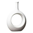 thumbnail image 1 of Jarrón de cerámica decorativo con diseño hueco y maceta moderna para mesa de comedor. Blanco, 1 of 7