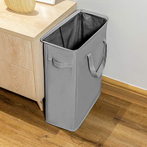 Grey Brand Umi 45L Slim Laundry Basket with Handles Small Portable Laundry Hamper Thin Narrow Dirty Clothes Hamper Collapsible Clothes Storage Bin 