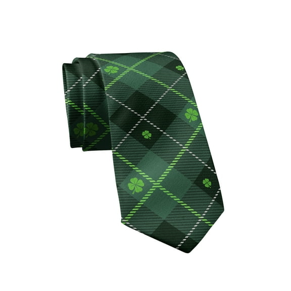 Saint Patricks Day Plaid Tie Funny Ties for Men St Patricks Ties Mens Novelty Neckties Green Argyle Tie