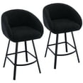 thumbnail image 2 of ONEVOG 360° Swivel Sherpa Upholstered Counter Height Bar Stools Set of 2, Modern Bar Stools with Black Legs, Black, 2 of 9