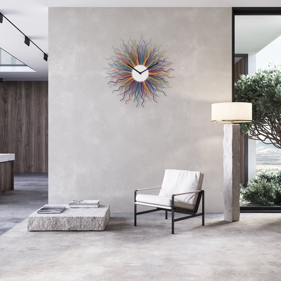 Ardeola - Medusa Rainbow - 16 in Bohemian Boho Sunburst Wall Clock