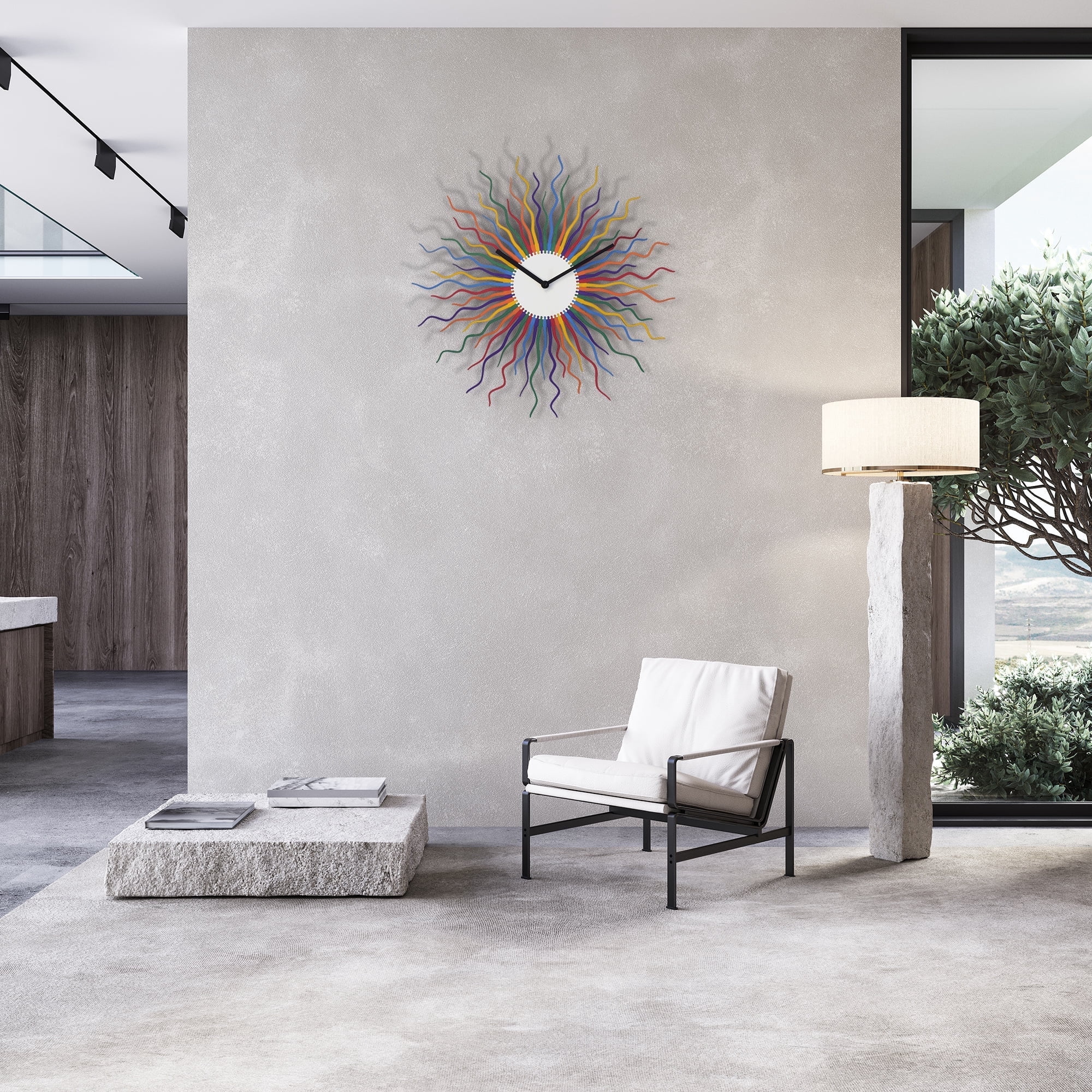 Ardeola Medusa Rainbow 16 in Bohemian Boho Sunburst Wall Clock