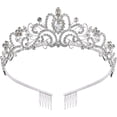 thumbnail image 1 of Corona y tiara de princesa mágicas para mujer, tiaras de cristal para niña: impresionantes accesorios para el cabello y regalos de novia para cumpleaños, bodas, graduaciones, fiestas, 1 of 8
