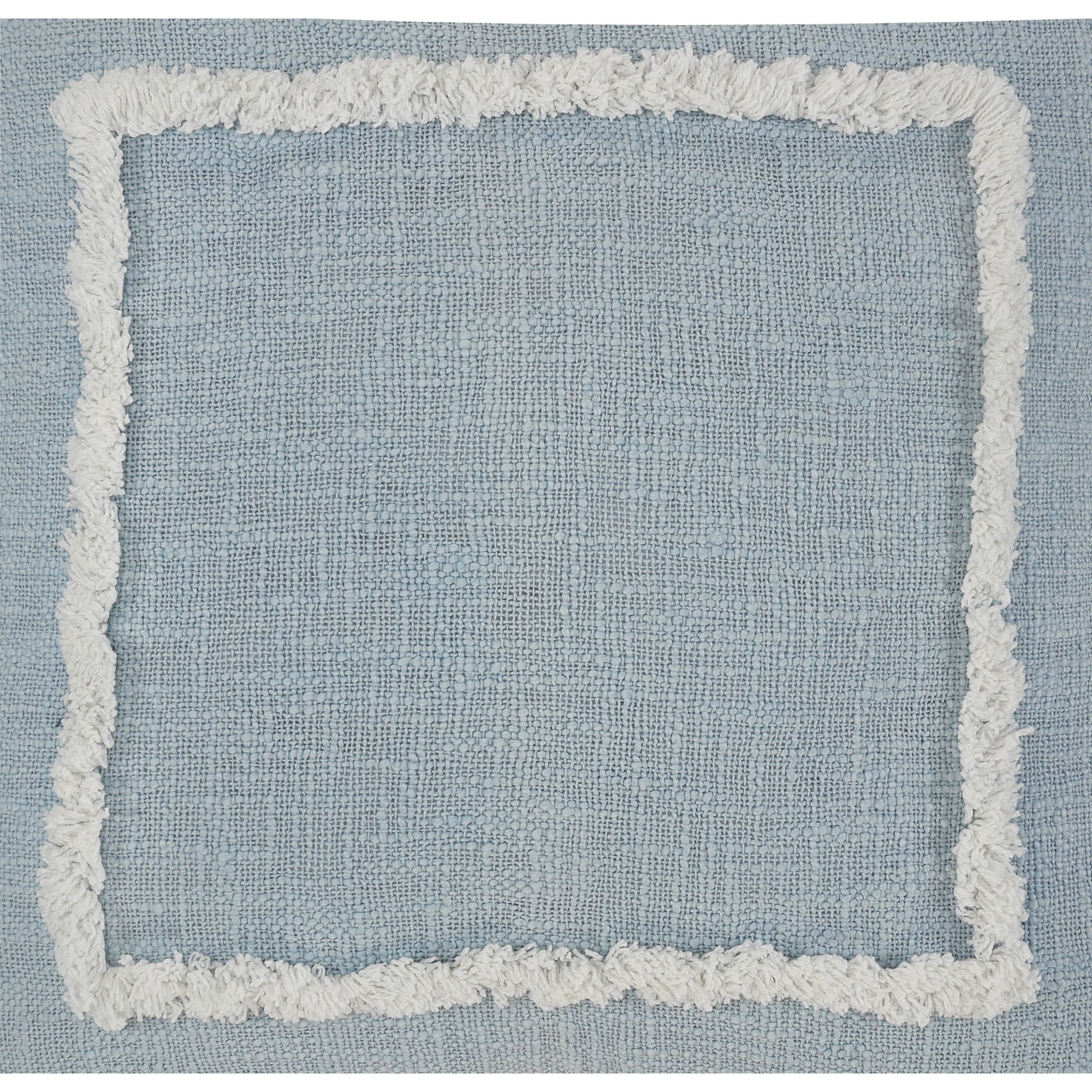 Laddha Home Designs Geometric Bordered Loomed Square Cotton Throw Pillow Cover - 20" - Sky Blue and