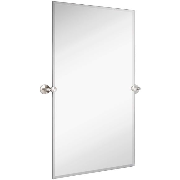 Hamilton Hills Grand Miroir Rectangulaire Pivotant avec Ancrages Muraux en Bronze Huilé / Argent