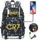 thumbnail image 3 of Mochila para estudiantes jóvenes con estampado de fútbol dorado, mochila de viaje de ocio para hombres y mujeres, 3 of 6