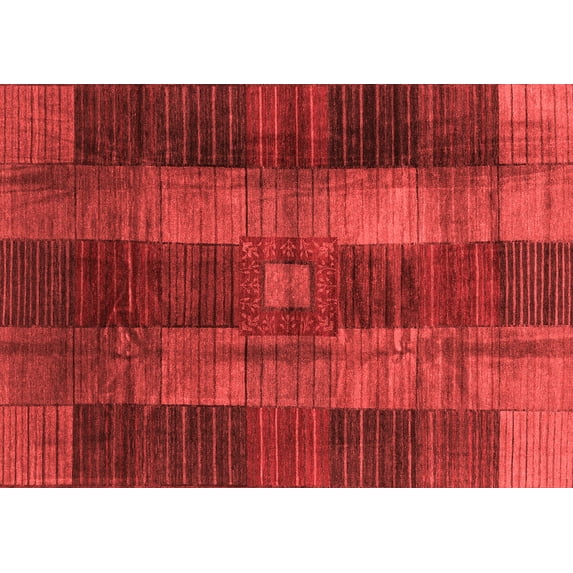 Ahgly Company Indoor Rectangle Checkered Red Modern Area Rugs, 5' x 7'