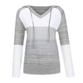 thumbnail image 4 of Xudanell Women's Sweaters Color Block Knit Pullovers Long-Style Fall Hoodies Sweaters for Women Trendy Light Gray L, 4 of 4