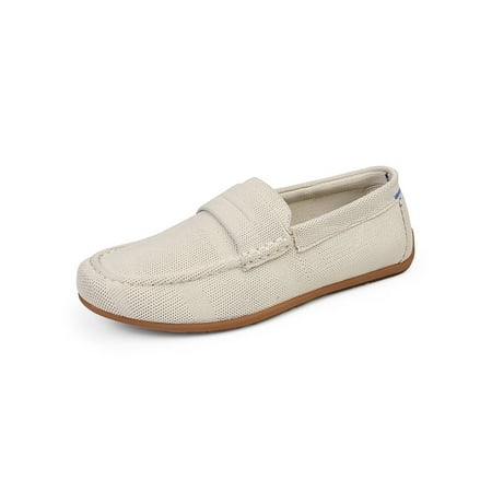 

Oucaili Men Loafers Slip-ons Casual Shoe British Flats Nonslip Flat Moccasins Driving Walking Shoes Beige 10