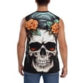 thumbnail image 4 of Pofeuu Flower Horn Skull Print Men's Muscle T-Shirt, Sleeveless, Muscle Tank, Classic Muscle Tee Top For Men Casual Sleeveless Muscle T-Shirt Trendy Clothes-X-Large, 4 of 7