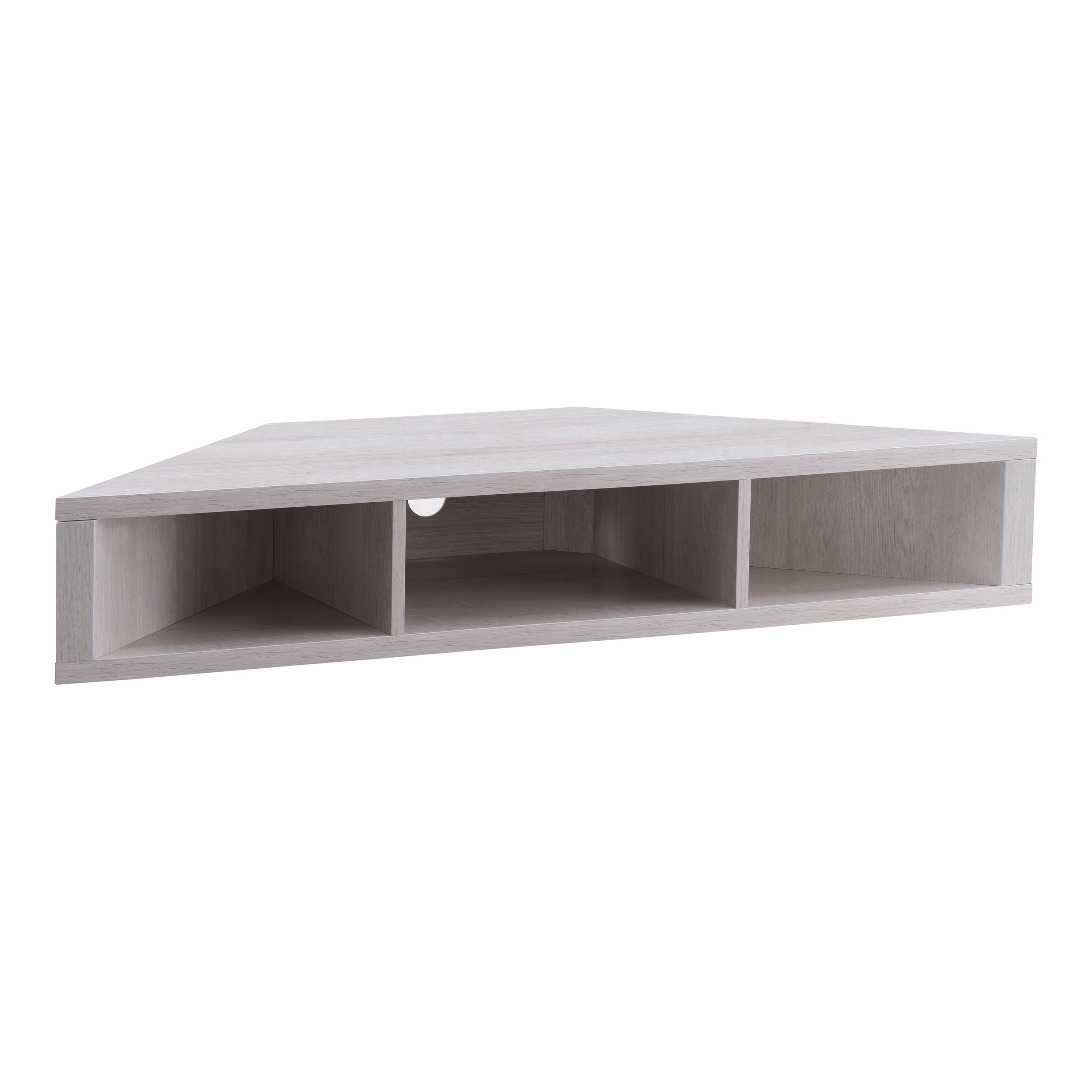 Sukhumi 3-Shelf Wood 42" Corner Floating TV Stand, White Oak