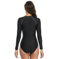 thumbnail image 3 of IBTOM CASTLE Women's One Piece Swimsuit Rash Guard Long Sleeve Zip Front UPF 50+ Sun Protection Swimwear Surfing Tummy Control Bathing Suit L Black + Gray, 3 of 4