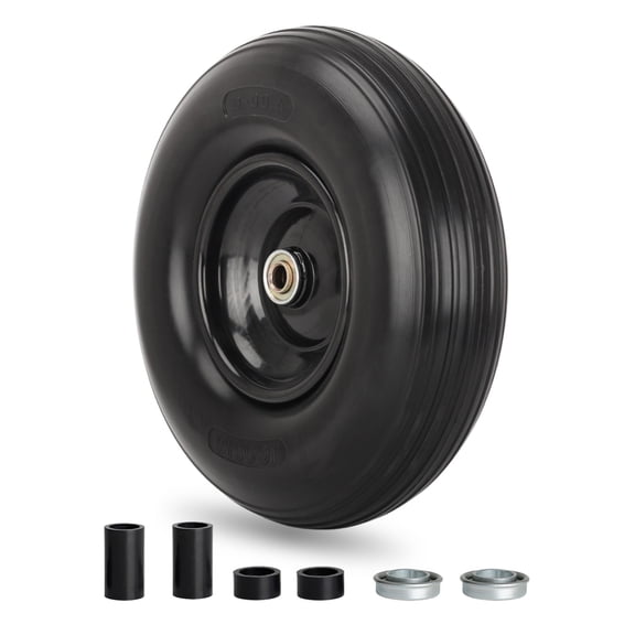 GICOOL 4.00-6 Wheelbarrow Tire, 13" Flat-free Solid Tire and Wheel, with 5/8" or 3/4" Bearings, 1.75" Centered Hub for Wheelbarrow/Wagon/Trolley/Garden Scooter Cart