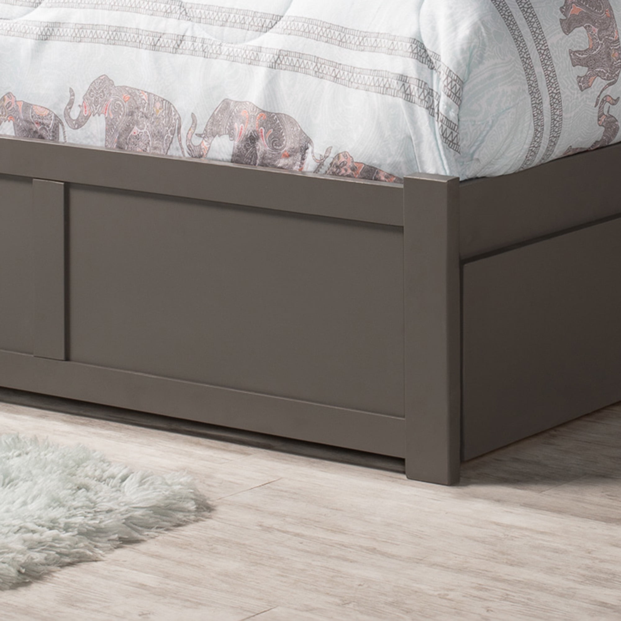 AFI Madison Full Solid Wood Platform Bed with Footboard & Twin Trundle, Grey