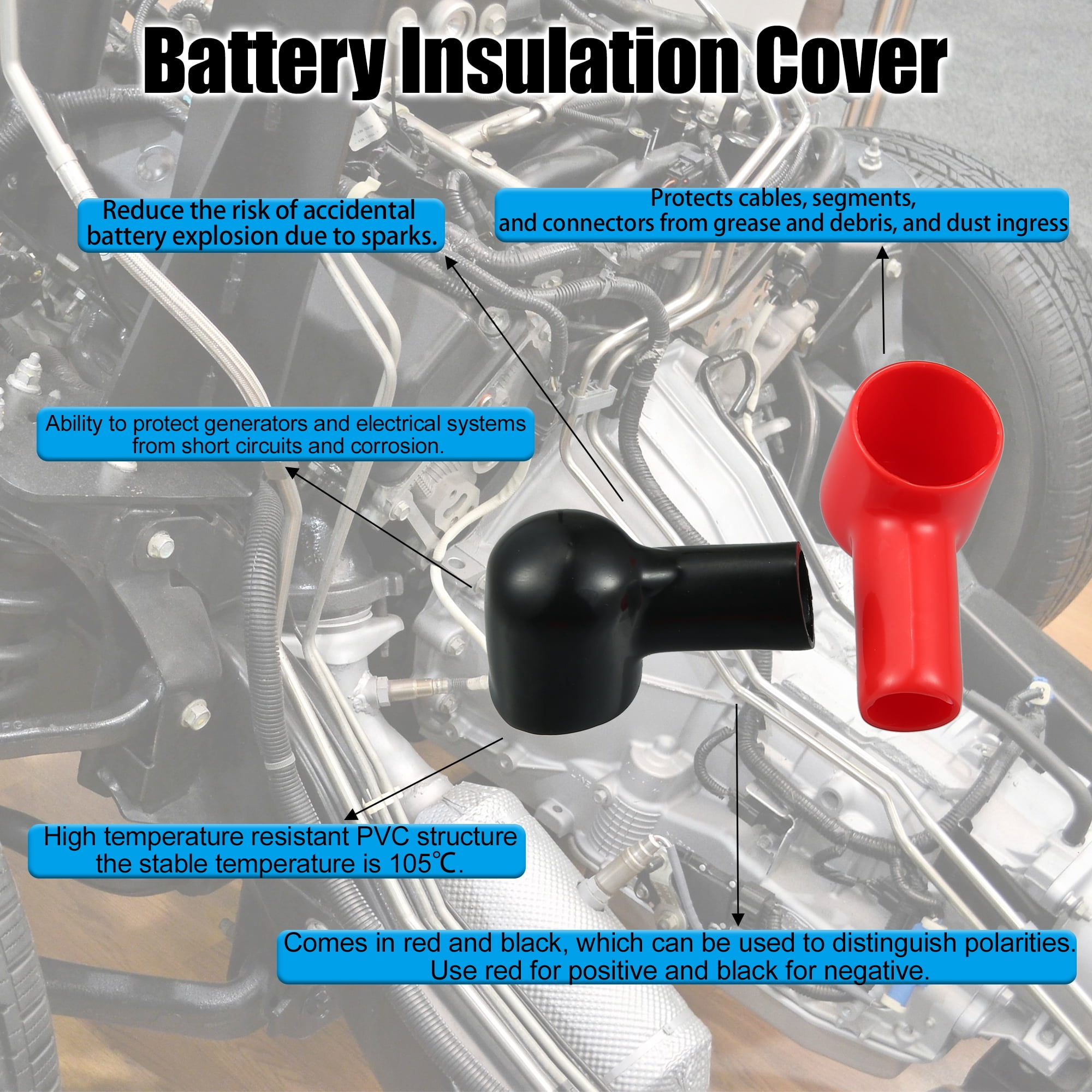 Unique Bargains Battery Terminal Insulating Rubber Covers Red Black for Car Boat 20 Pcs