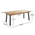 thumbnail image 4 of Christopher Knight Home 5-Piece Outdoor Dining Set, 69" Wood Rectangle Table with Wicker Chairs, Cream Cushions, 4 of 12