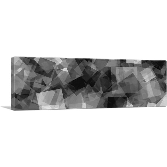 ARTCANVAS Black Gray White Squares Modern Canvas Art Print - Size: 36" x 12" (0.75" Deep)