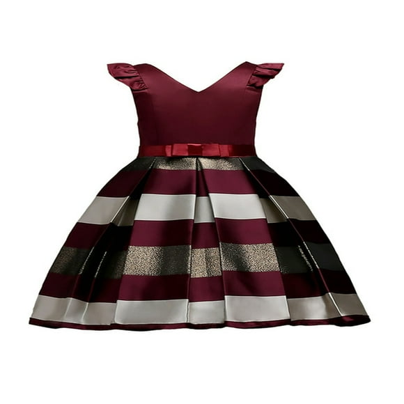 Bébé Fille Princesse Bowknot Rayé Robe de Soirée de Concours Formel