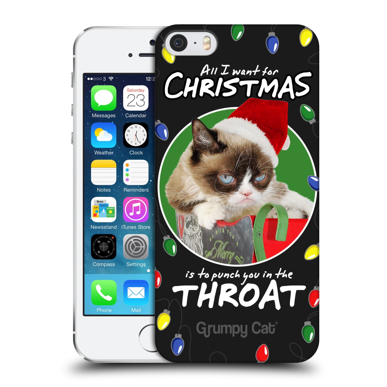 OFFICIAL GRUMPY CAT CHRISTMAS HARD BACK CASE FOR APPLE IPHONE PHONES official-grumpy-cat-christmas-hard-back-case-for-apple-iphone-phones