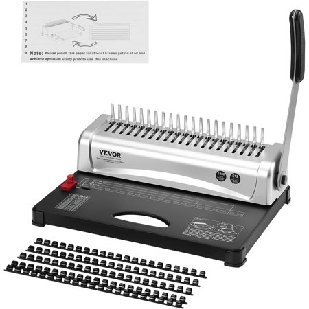 HDEY Binding Machine, Comb Binding Machine 21-Holes Binding 450 Sheets, Book Binder Machine with 100 PCS 3/8'' Comb Binding Spines, for Letter Size, A4, A5