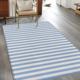 thumbnail image 3 of Blue Striped Large Area Rugs for Bedroom Living Room, Soft Non Slip Carpet Bedside Rug, Modern Simple Farmhouse Beige Vintage Rectangular Floor Cover Kitchen Accent Rug 3'x5' for Dining Room/Office, 3 of 9