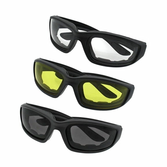 3-Pack Motorcycle Riding Glasses Wind Resistant Sports Goggles for Men and Women, Gray/Clear/Yellow Lenses, Protective Cycling Sunglasses