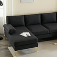 thumbnail image 7 of U-Shaped Sectional Sofa with Double Chaise, 110" Linen Fabric Couch Sofa with Metal Legs and Removable Cushions, Armrests, 4-Seat Sectional Couch for Living Room, Apartment, Office, Black, 7 of 7