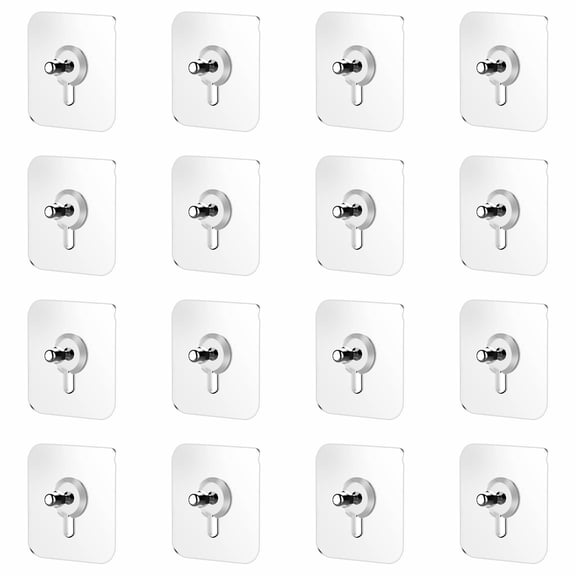 16 Pack No Drill Screw Stickers, Adhesive Picture Hangers, Self Adhesive Wall Hooks, Acrylic Thick Backing Stickers, for Picture Frame Hanging Wall Decor, A