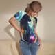 thumbnail image 3 of Fotbe Cosmic Cat In Window Body de Mujer con Cuello Redondo y Mangas Cortas, Sin Mangas Ajustado, Suave, Cómodo y Básico-Large, 3 of 7