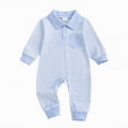 thumbnail image 6 of Gubotare Baby Jumpsuit Fall Newborn Baby Boy Clothes Print Romper Collared Playsuit Jumpsuit Fall Winter Outfit 0 3 6 9 12 18 24 Months (Blue,0-3 Months), 6 of 6