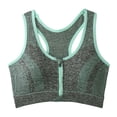 thumbnail image 2 of Xdegoge Women's Racerback Sports Bra with Front Zipper Closure, Breathable Mesh Panel & Marled Texture Fabric, Wireless Padded Support High Stretch Underwear for Sports, 2 of 5