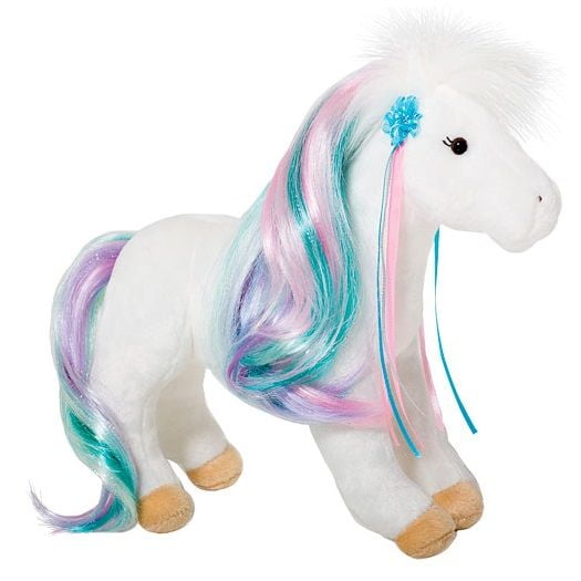 Rainbow Princess White Horse 12 inch Stuffed Animal by Douglas Cuddle