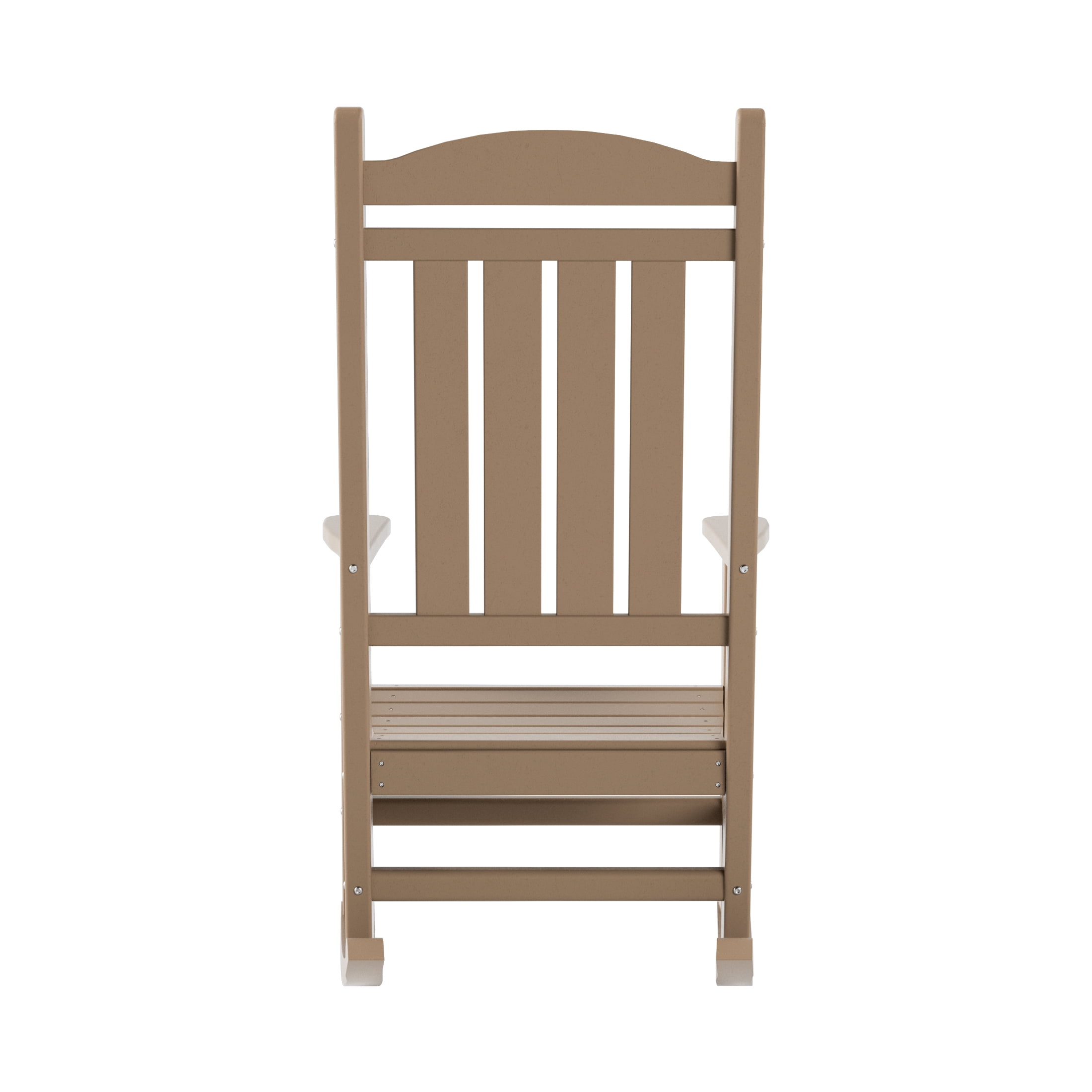 GARDEN Set of 2 Classic Plastic Adirondack Porch Rocking Chairs, Weathered Wood