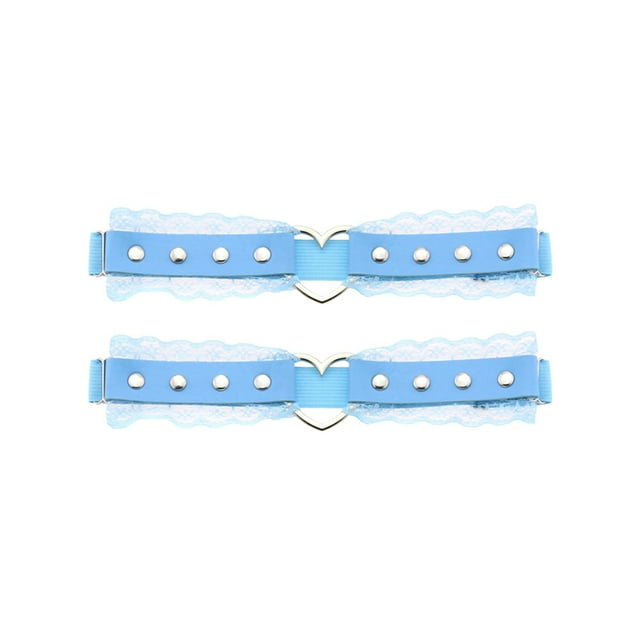 Woman Fun Decorative Belt Peach Heart Hole Lace Mesh Leg Belt