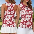 thumbnail image 4 of Jeiento Golf Shirts for Women and Men Quick Dry Short Sleeve Collared Golf Shirts for Men Breathable Sleeveless Tennis Shirt Hibiscus Flowers Couple Golf Wear, Red, 4 of 7
