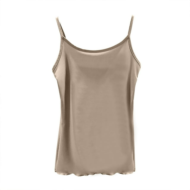 Staron Summer Tank Tops for Women Round Neck Blouses Spaghetti Strap Tops Casual Basic Cami Tanks Sleeveless Solid Color Tops