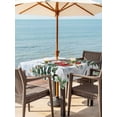 thumbnail image 2 of Outdoor Tablecloth with Umbrella Hole and Zipper, Christmas Snowman Square Table Cloth 60x60 Inch Waterproof Tablecloth, Xmas Tree Snowflake Blue Wooden Winter Picnic Table Cover for Patio Camping, 2 of 7