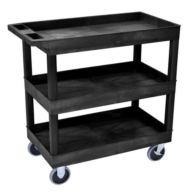 Carrito utilitario LUXOR EC111HD-B con 3 estantes, capacidad de 500 libras