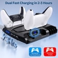 thumbnail image 4 of Stand with 2 Cooling Fan & Dual Controllers Charger Station for PS5 Slim Disc & Digital Edition,PS5 Slim Cooling Station with 3 USB Port, 8 Game Slots, Headset Holder, 4 of 4