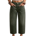 thumbnail image 2 of ClodeEU Women's High Waist Cropped Wide Leg Jeans ,Casual Button Fly Denim Capri Pants with Pockets ,Women's Plus L, 2 of 6